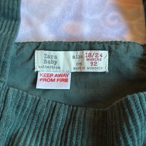 Zara Kids Green Corduroy Overalls Dress 18-24M - Picture 6 of 6